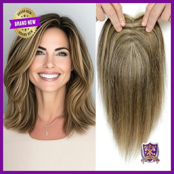 100% Human Hair Topper 10in Swiss Lace Base Clip In Hairpiece main image 4